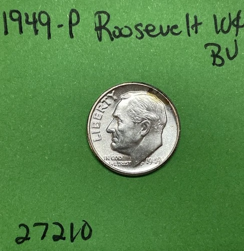 1949-P Roosevelt Dime 10c BU Uncirculated Mint State 90% Silver