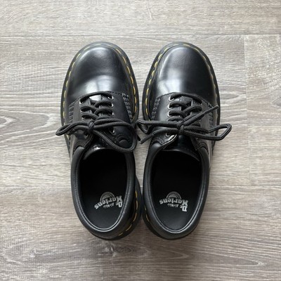 Dr. Marten 8053 Quad Black Polished Smooth Leather Platform Casual Shoes