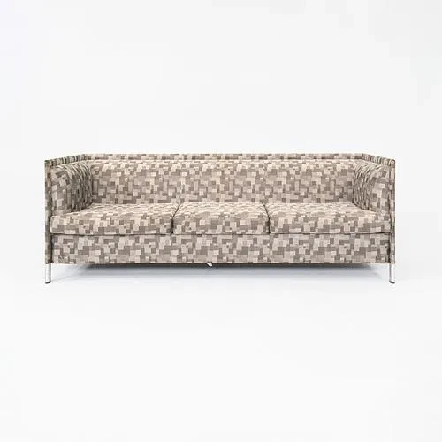1999 Gary Lee for Knoll Studio Three-Seat Sofa in Tan Geometric Fabric, 2x Avail