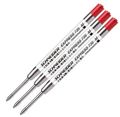 Schneider 77304, Ballpoint Refill 735M, Pack of 3, Red