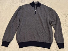 Scott Barber Sweater Mens XL Navy Blue Merino Wool Long Sleeve Pullover