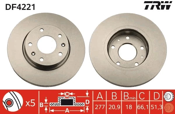 2x BRAKE DISC DF4221 FOR LAND ROVER FREELANDER/Soft/Top/SUV 18 K4F 1.8L 4cyl - Image 4 of 4