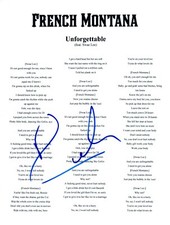 French Montana Signed Autographed UNFORGETTABLE Song Lyric Sheet COA