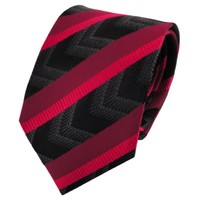Tigertie Seidenkrawatte Rot Bordeaux Schwarz Anthrazit Gestreift - Krawatte Tie