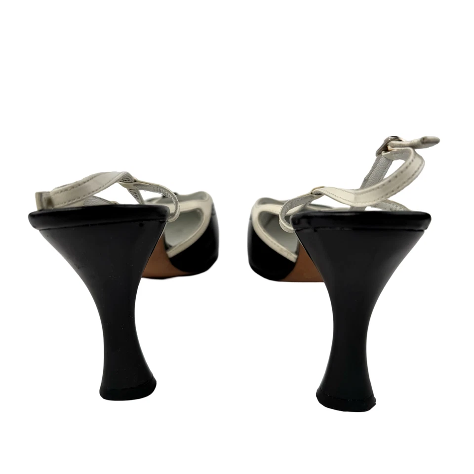 Sandalias BALDININI Vintage Blanco y Negro Estilo en Italia Talla 38.5 Foto 4 de 4