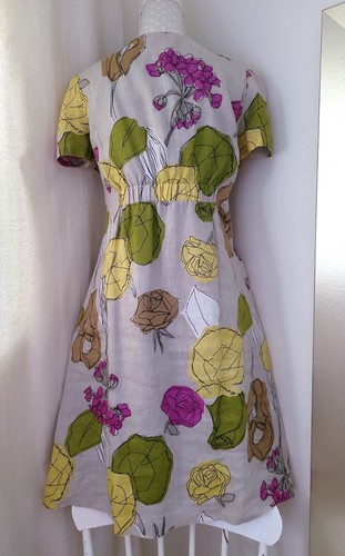 Beautiful HOBBS Dress Size 12 Fit & Flare 100% Linen Floral pockets lined Excl - Picture 9 of 17