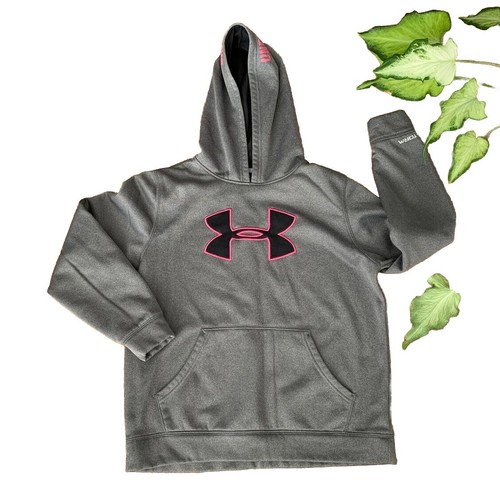 Girl's Under Armour Storm Hoodie Sweatshirt Pullover Jacket Athletic Size L Gray