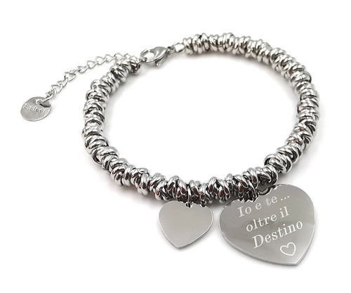 Bracciale da donna con cuore scritta braccialetto incisione in acciaio vasco per - Foto 22 di 35