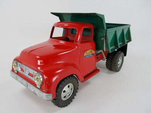 Vintage 1956 Tonka Toys - Red / Green Tonka Dump Truck - All Original