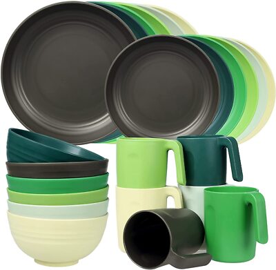 Greentainer Unbreakable Plastic Dinnerware Sets, 24PCS Lightweight - Main Image
