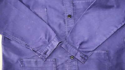 French Vintage Blue Moleskin Work Jacket ADOLPHE LAFONT Size XL