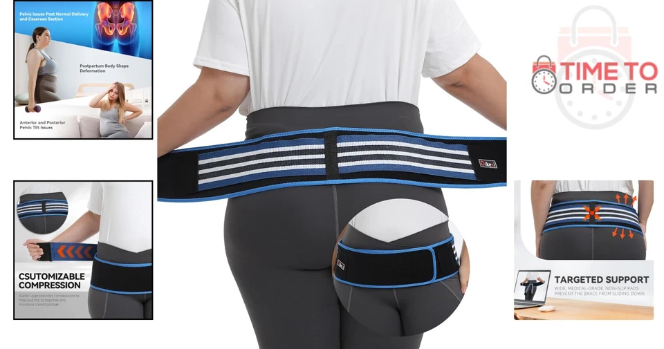 Sacroiliac Hip Belt Adjustable Support for Sciatica Back Pain Pelvic Girdle XL - Image 2 of 4