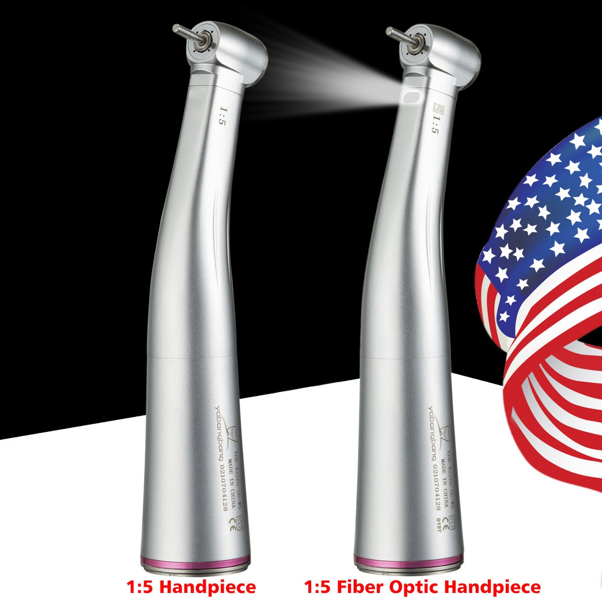 Dental High Speed Contra Angle Handpiece 1:5 Ratio - Fits NSK Electric Motor LED