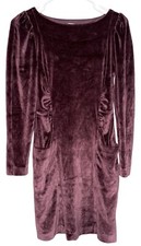 Rebecca Taylor LA VIE Velvet Dress Long Sleeve Purple Sz S Puff Sleeve Ruched