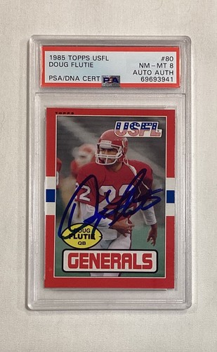 DOUG FLUTIE RC 1985 TOPPS USFL ROOKIE CARD #80 SIGNED AUTOGRAPH AUTO PSA 8 - Picture 1 of 2