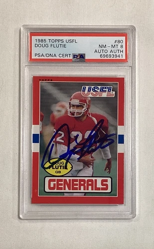 DOUG FLUTIE RC 1985 TOPPS USFL ROOKIE CARD #80 SIGNED AUTOGRAPH AUTO PSA 8