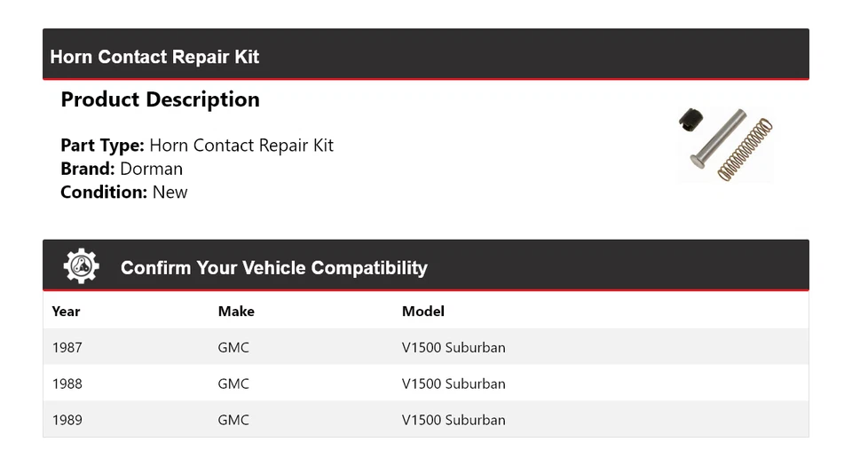 Kit de reparación de contacto de bocina para GMC V1500 1987-1989 Suburban Dorman 1988 Foto 2 de 4