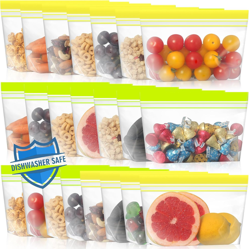 22 Pack Reusable Snack Bags Dishwasher Microwave Safe, Stand up Reusable Food St - Picture 10 of 12