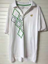 Masters Tournament Golf Polo Shirt L Men White Green Poly Spandex