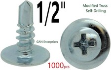 Modified Truss Head Phillips Self Drilling Screws 8 x 1/2" Zinc Plated 1000 pcs