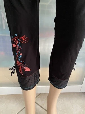 Leggins la mode est à vous lmv Taille 46 Noir Imprimer Rose Turquoise - Photo 1/4