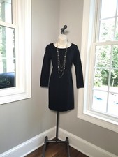 J Crew 3/4 Sleeve Black Heavy Weight Knit Ponte Sheath Dress ~ Women’s Small