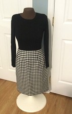 Vintage JG Hook Pencil Skirt Size 10 Houndstooth Wool Blend Lined Slit in Back