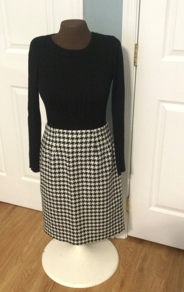 Falda lápiz vintage JG Hook talla 10 pata de gallo mezcla de lana forrada abertura en la parte posterior