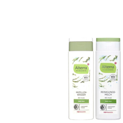 2x150ml Alterra Naturkosmetik Gesicht Reinigungsmilch & Mizellenwasser | vegan