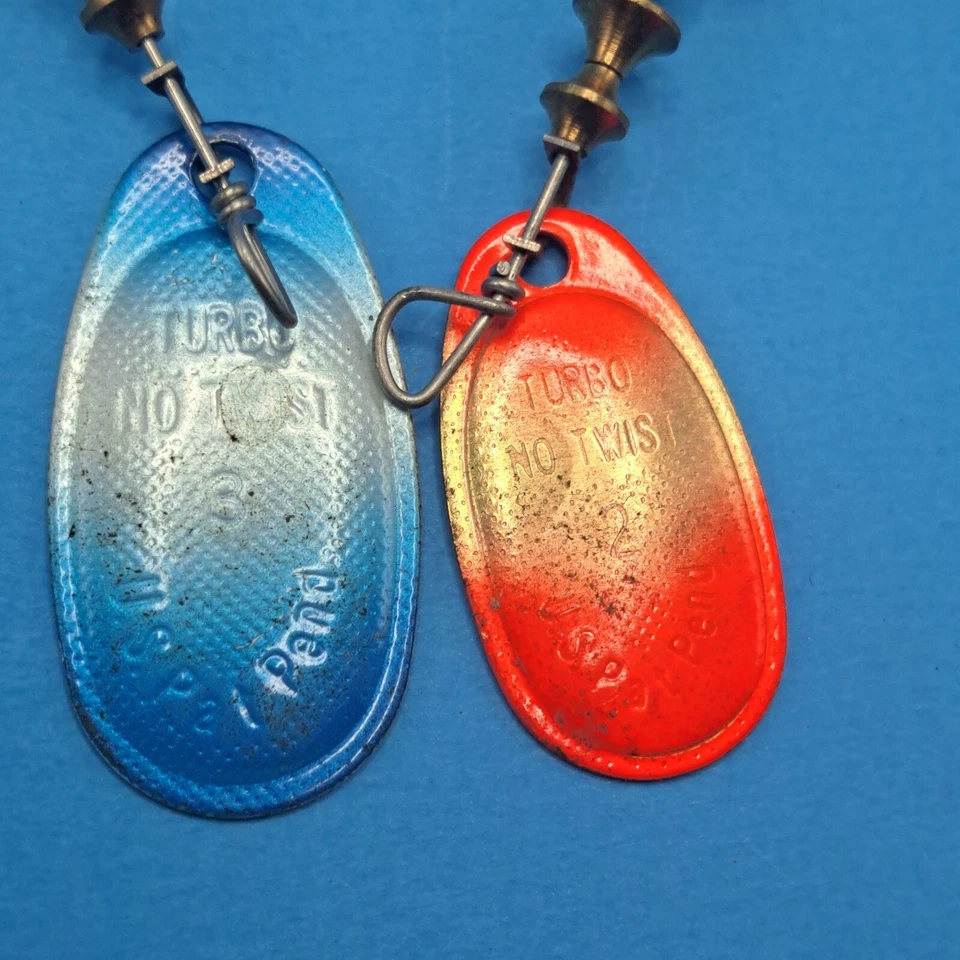 Luhr Jensen Turbo No Twist Spinner Lot Size 2 & 3 Blue Orange Treble Hook Lures - Image 2 of 4