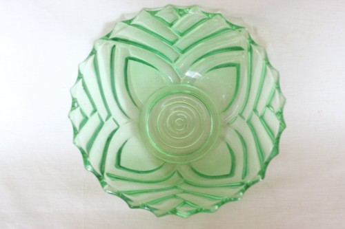 Art Deco Green Glass Bowl by Val Saint Lambert - Picture 3 of 5