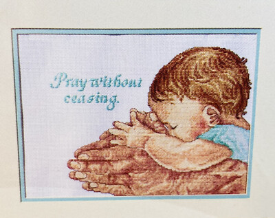 Praying Without Ceasing Counted Cross Stitch Religious Craft Kit Baby Hands