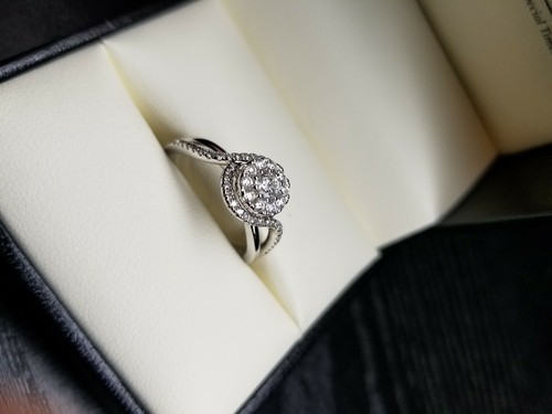 Diamant Verlobungsring 0,5 1/2 Karat 10 Karat Weißgold Gr. 7 nie getragen Neu - Bild 5 von 10