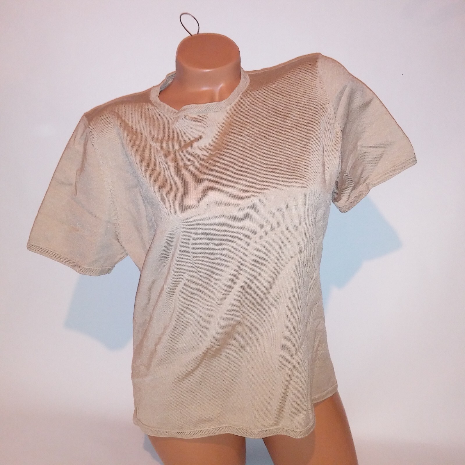 Pendleton Sweater XL Solid Beige Short Sleeve Cre… - image 1