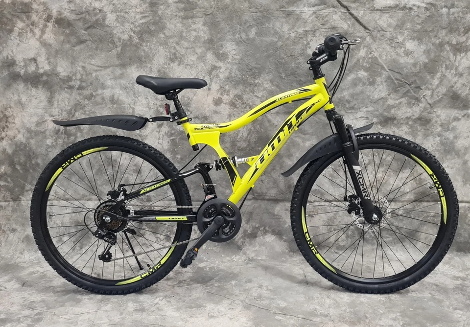 24 Zoll MTB Vollgefedert mit 21-Gang Shimano & Scheibenbremsen NEU 2459-22-GELB - Bild 3 von 4