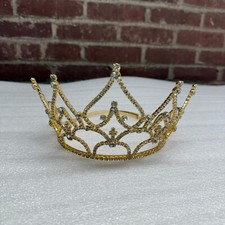 Beauty Pagent Gold Tiara with Diamonds and Croses