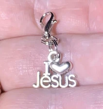 Silver I ❤️ Love Jesus Charm Zipper Pull & Keychain Add On Clip!!