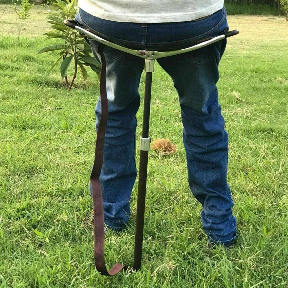 BROWN STRONG LEATHER SHOOTING SEAT STICK RACING FOLDING SEAT SHOWS CHAIR STOOL - Image 3 of 4