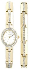 Elgin Women's Crystal Accented Dress Watch And Bracelet Set EG8089ST