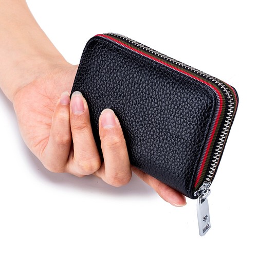 Men's Womens Wallet RFID Blocking Zipper Pocket Credit Card Holder Leather Purse - Picture 2 of 18