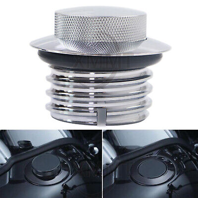 Flush Pop Up Vented Reservoir Gas Cap Fuel Tank Cover Chrome Fit For Harley Dyna