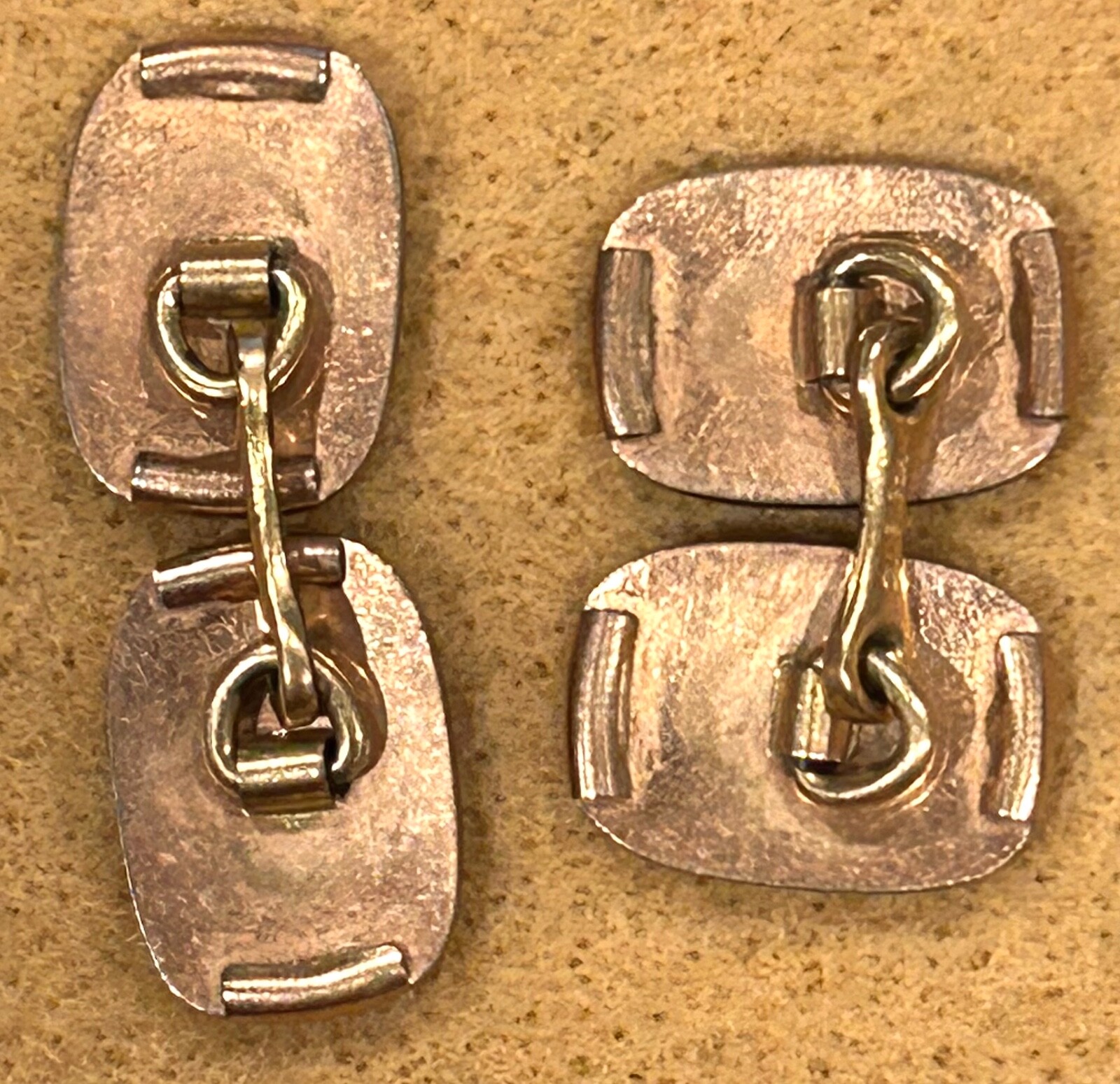 Gold Filled Square Patterned Woman's Cufflinks - image 2