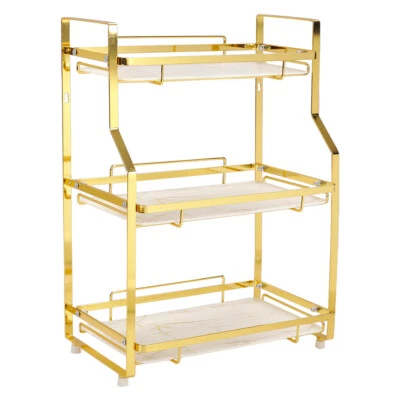 HOMGARDEN-STORE Gold Frame Cosmetic Makeup Holder StorageShelf Countertop Organize Perfume Stand