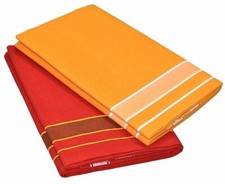 Men's Cool Cotton Dhoti with border/Length- 2.0mtr Red  Yellow 