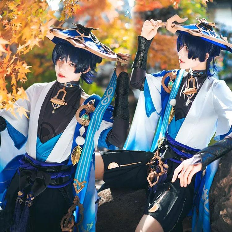 Genshin Impact Wanderer Scaramouche Cosplay Costume Balladeer Hat