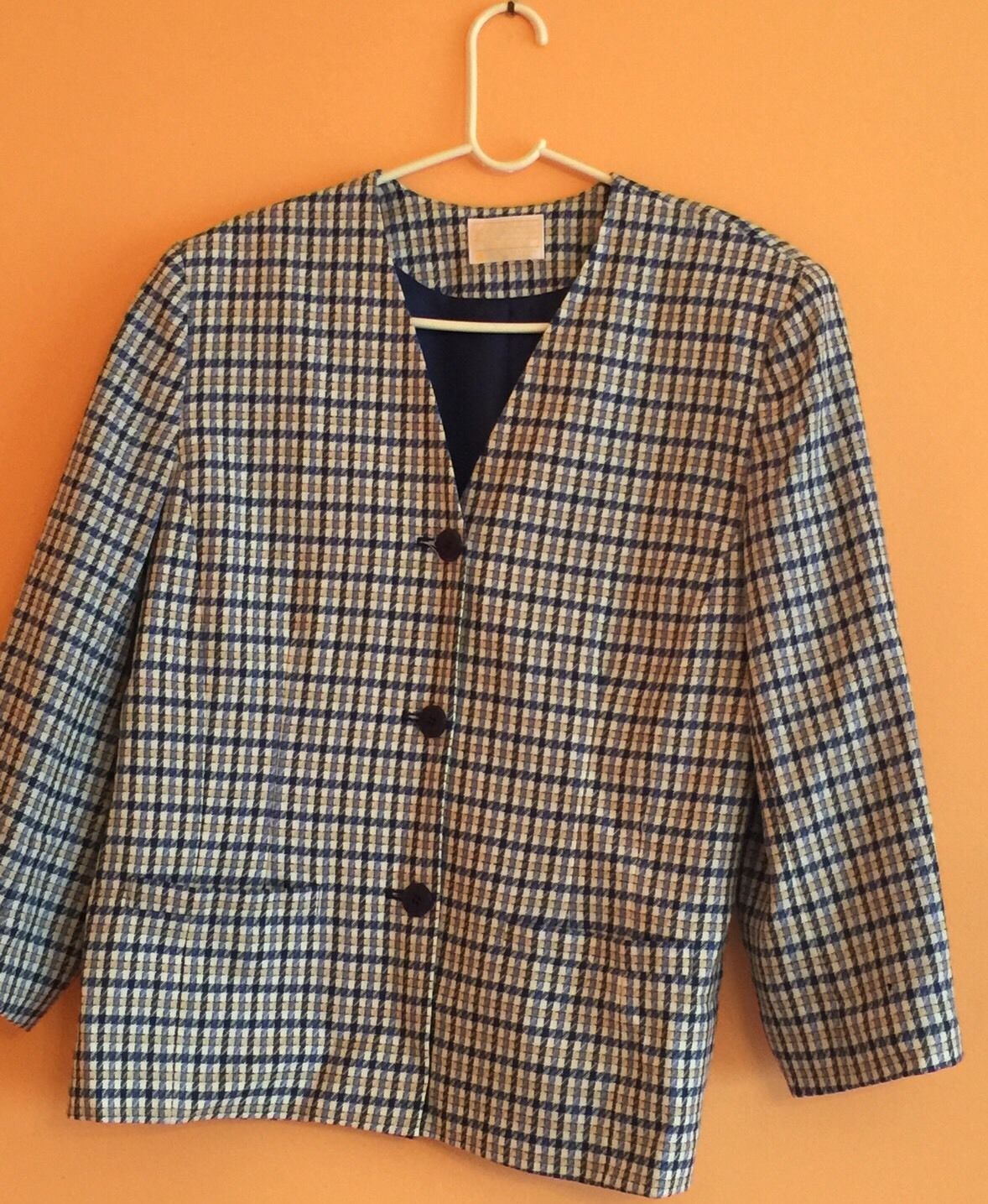 VTG PENDLETON Yellow, Navy Check Pattern Blazer J… - image 2