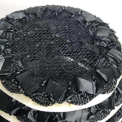 Luci Ame’s Handcrafted Hat Vintage Black with Off White Pompon Vintage Elegant Hat - Black & White Pompom Luci Ames  main image 3