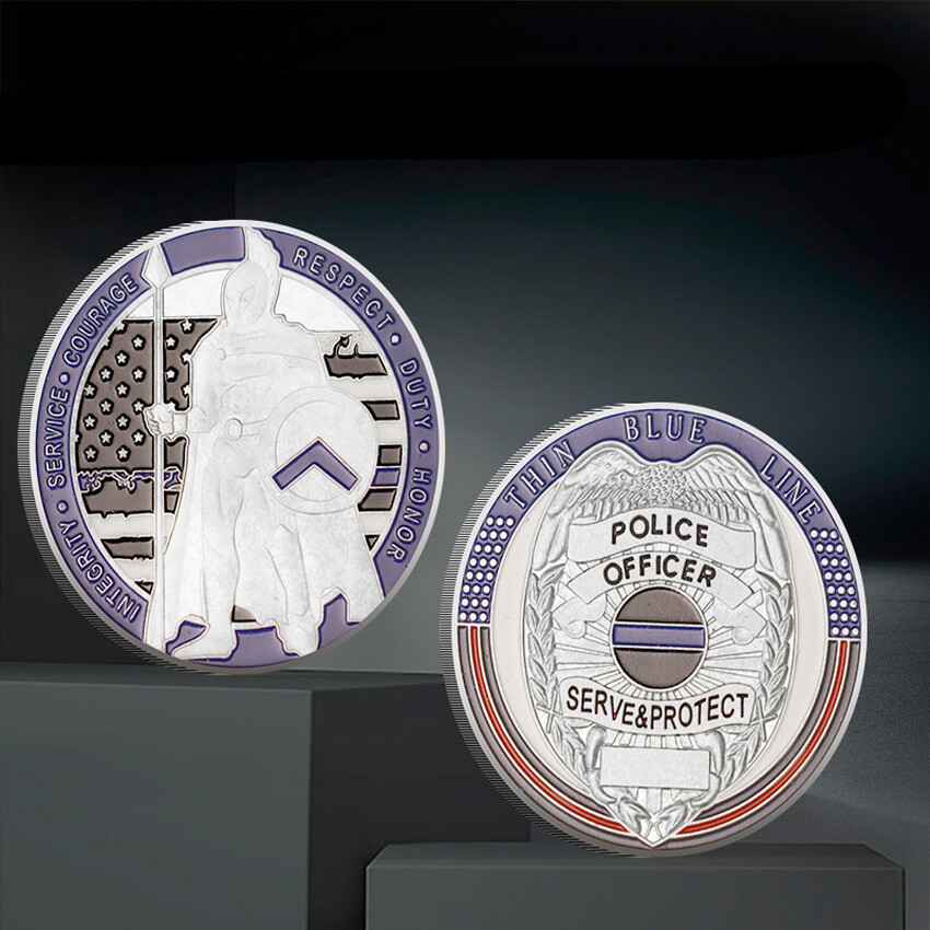 20 PCS Law Shiny Armor Enforcement Challenge Coin Police Blue Lives Matter