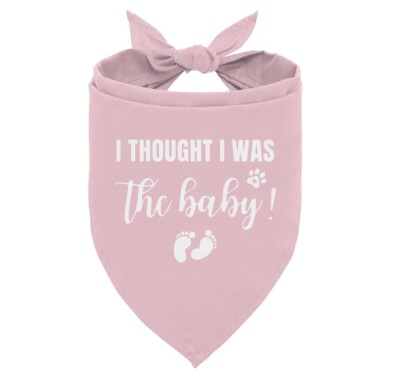 I Thought I was The Baby Dog Bandana Dog Baby Announcement Dog Scarf Pink Dog...