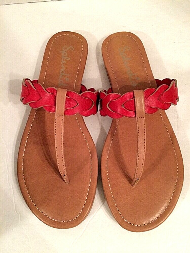 Splendid Red & Brown Thong Sandals Leather Cushioned Insoles  display picture 1